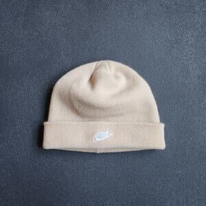 Vintage Y2K Nike Cream Rolled Beanie Hat OSFM